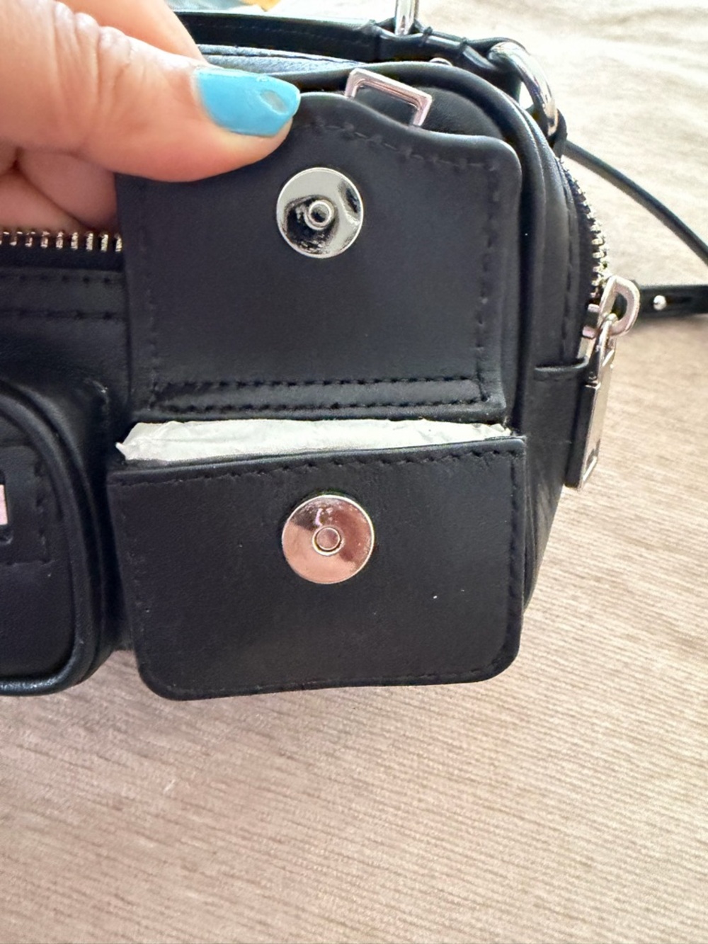 Rebecca Minkoff Black Leather Mini Crossbody with Silver Hardware - Picture 10 of 12
